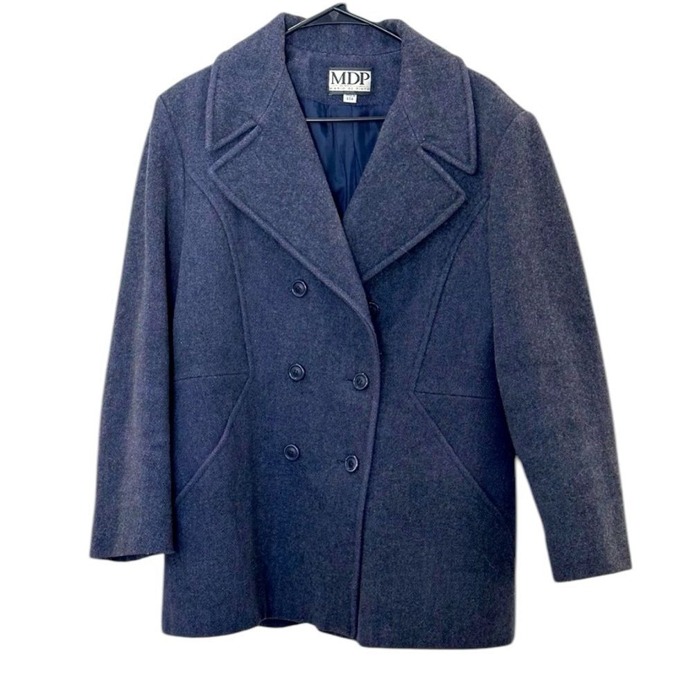 Mario De Pinto MDP Vintage Dark Gray Wool Blend Double Breasted Pea Coat Size L